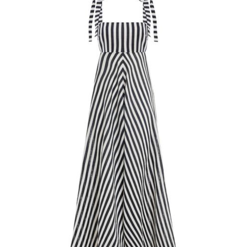 Zimmermann Honour Chevron Stripe Tie Dress Linen